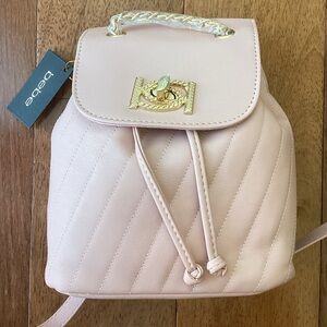 Bebe Blush Quilted Mini Backpack with Gold Hardware, Retail $99